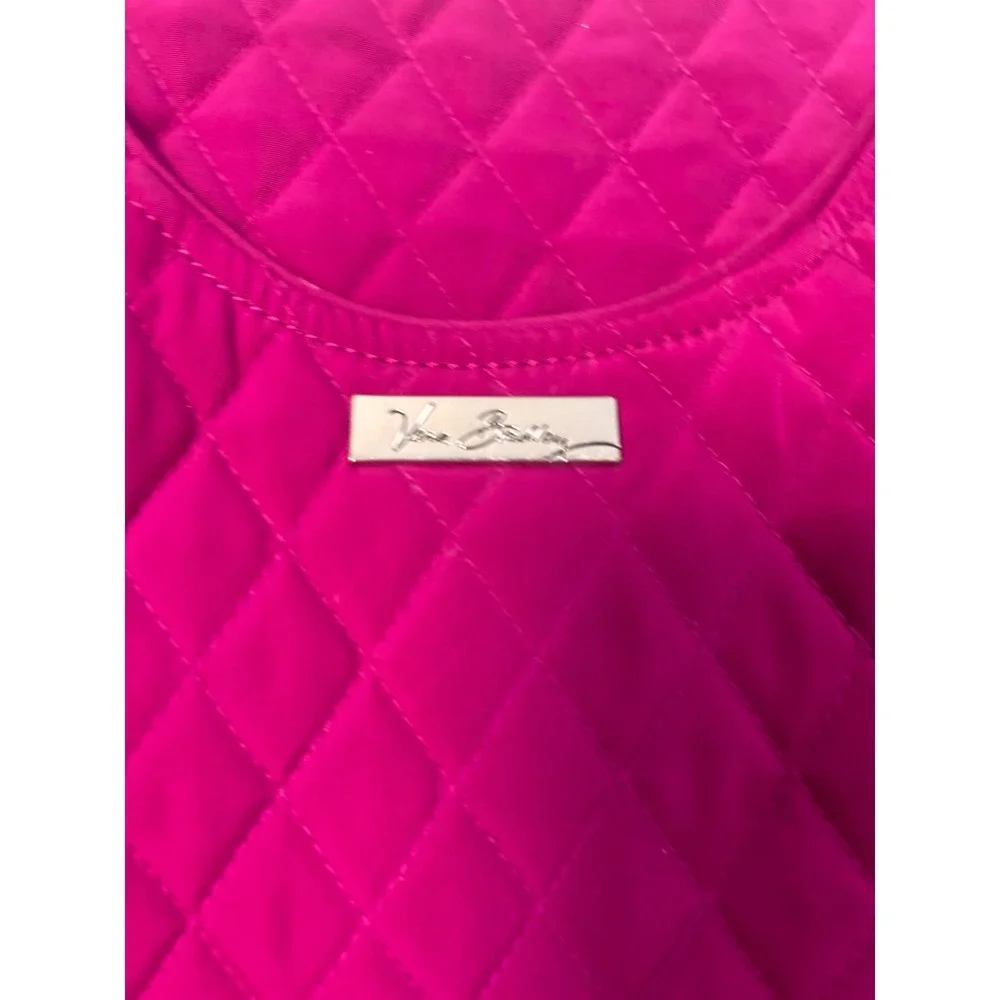 Vera Bradley Quilted Microfiber Tote Bag Magenta Berry Pink Pocketbook Purse